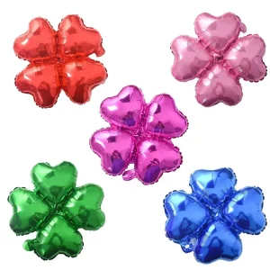 18 Inch Foil Heart Shaped Four Leaf Clover Party Decoration Balloons Set