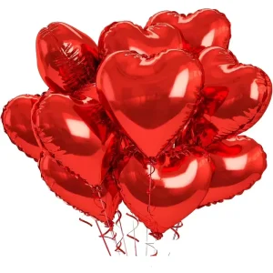 18 Inch Glossy Red Heart Foil Balloon for Wedding Party Stage Decorations Happy Valentines Day 50pcs bag