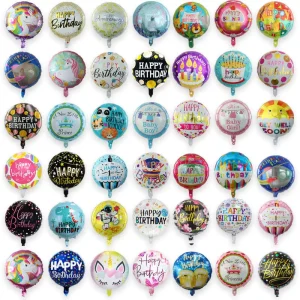 18 Inch Happy Birthday Foil Balloons Floating Round Shape Custom Printed Mylar Balloons for Birthday Party Decoration