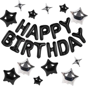18 Inch Happy Birthday Letter Star Foil Balloons Set Baby Birthday Party Balloon for Photograph Props Celebration