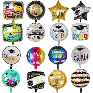 18 Inch Happy Graduation Aluminum Foil Mylar Helium Balloon Single Floating Party Balloon for Graduation Ceremony Decorations