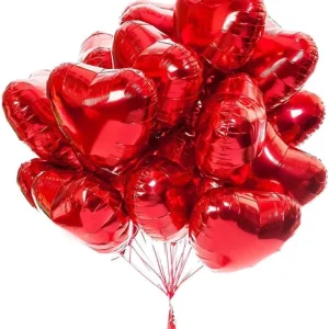 18 Inch Heart Aluminum Foil Balloons Solid Color Mylar Balloons for Valentine’s Day Wedding Bridal Room Decoration