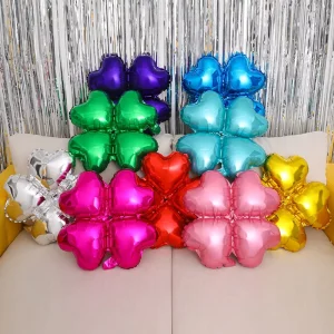 18 Inch Heart Shaped Four Leaf Clover Foil Balloon Christmas Wedding Arch Decoration Balloons