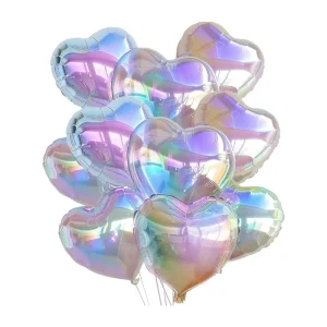 18 Inch Holographic Iridescent Heart-shaped Foil Balloon Shiny for Wedding and Birthday Party Decor