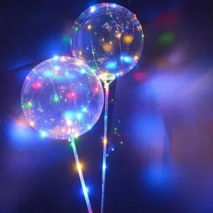 18 Inch LED Glow Light Bobo Balloon for Festivals and Parties With Stick Pole for New Year Thanksgiving