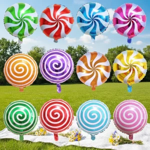 18 Inch Lollipop Helium Balloons Round Candy Shape Aluminum Globos Colorful Birthday Decoration