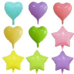 18 Inch Macaron Heart Star Aluminum Flim Balloon for Valentine’s Day Birthday Celebration Balloons Party Decoration