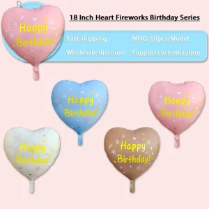 18 Inch Matte Birthday & Back to School Heart Love Foil Balloons Eco Friendly Durable Helium Party Decoration