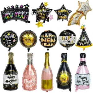 18 Inch New Year Foil Balloon Holidays Decoration Balloon Supplies Christmas Happy New Year Party Decorative Articles