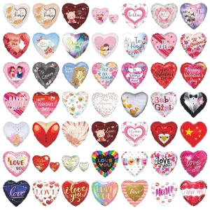 18-Inch Red Heart Aluminum Foil Party Balloons Multicolor Bulk Decorations Helium Filling Bags For Wedding & Birthday