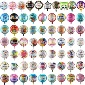 18 Inches English Multi Styles Candle Cake Printing Birthday Foil Balloons for Birthday Party Decoration