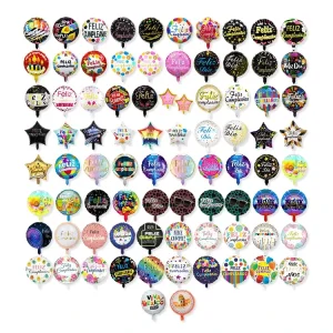 18 Inches Round Shape Happy Birthday Feliz Cumpleanos Foil Mylar Helium Balloons in Spanish in Bulk