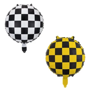 18 inch Checkered Foil Balloons for Birthday Party Decorations Car Races Traffic Control Black&White Black&Yellow