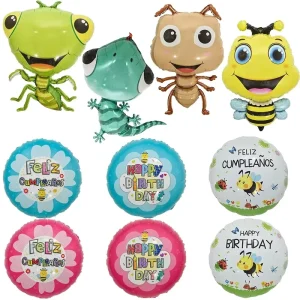18-inch In-Stock Insect Foil Balloons Cartoon Ant Mantis Gecko & Bumblebee Foil Balloons for Birthday Parties