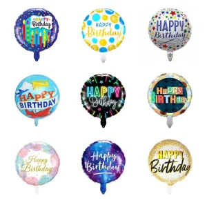 18-inch Round Happy Birthday Foil Balloons Model 262-0056 for Birthday Party Decoration