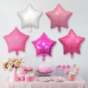 18 inch Star Heart Aluminum Film Metal Foil Balloon Solid Color Birthday Party Decoration for Children