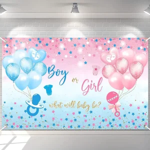 180*110 CM Custom Gender Reveal Backdrop Boy or Girl Sign Banner Background for Baby Shower