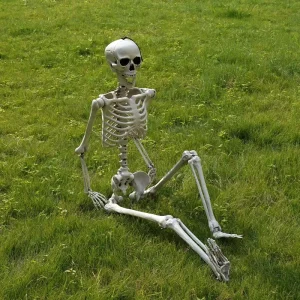 180cm Large Plastic Foldable Realistic Halloween Props Human Full Life Hanging Halloween Skeleton Haunted House Scary Decoration
