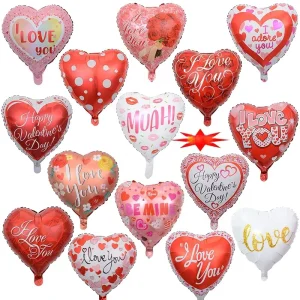 18inch Custom Heart Shaped Foil Balloons Valentine’s Day Anniversary I Love You Printing Globos Ballons Party Decorations