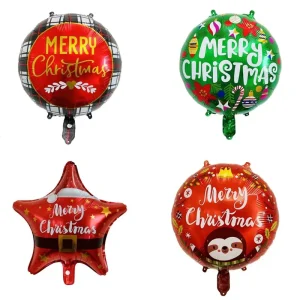 18inch Round Star Shape Balloons Merry Christmas Foil Balloons for Christmas Party Decoration Festival Decor