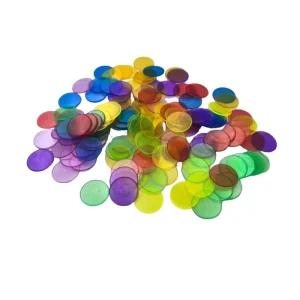 19mm Transparent Plastic Bingo Chips 300Pcs Colorful Game Counters Poker Chips