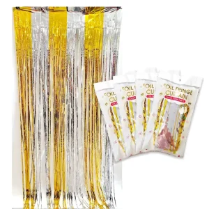 1mx2m Double Colors Tinsel String Foil Fringe Rain Curtain Shiny Shimmer Party Wedding Birthday Door Decoration Metal Curtain