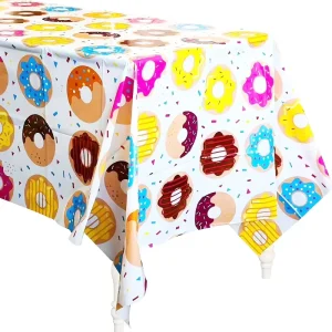 1pc Disposable Plastic Home Dustproof Party Tableware Festival Decoration Holiday Scene Decor Children’s Party Donut Tablecloth