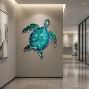 1pc Stainless Steel Turtle Wall Hanging Sculpture Handmade Animal Theme Decor for Home Living Room Customizable Size Anniversary