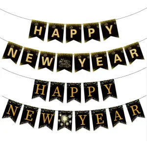 1set Happy New Year Paper Banner Year Eve Party Decoration for Home Hanging Decor