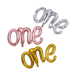 1st Birthday One Letter Balloon Banner White Gold pink Foil Balloons Single for Baby Shower Happy First Birthday Globos