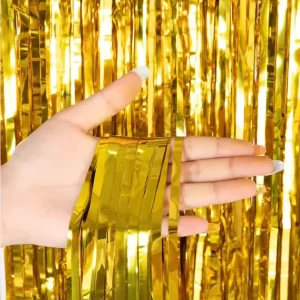 1x2m Metallic Tinsel Fringe Curtain Foil Streamer Backdrop Birthday Parties for Gift Shops Photo Booths