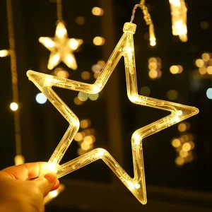 2 Pcs Warm White LED IP65 Rated Christmas Window Decorations with Suction Cups for Balcony Party & Wedding Ornaments