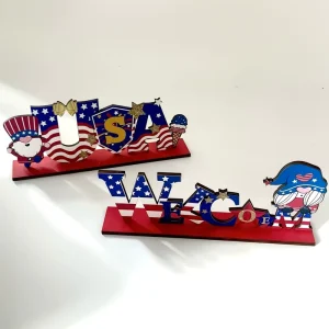 2 Pieces Independence Day Creative Cartoon Letter Ornament Set for Birthday & Party Gatherings Desktop Decoration