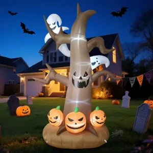2.1m Halloween Inflatable Pumpkin Ghost Tree Air Model Horror Wrapped Outdoor Courtyard Garden Party Decoration