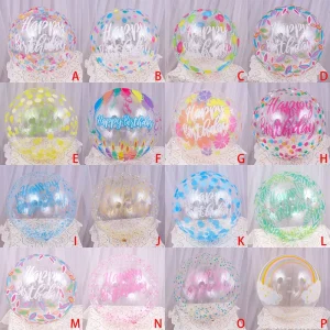 20 Inch Balls Popular Transparent Balloons Birthday Print Bobo Globos Items Printed Bouncy Wedding Party Decoration