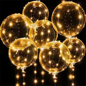 20 Inch Bobo Balloons with LED Light up Flashing Balloons for Birthday Wedding Valentine’s Halloween Decoration