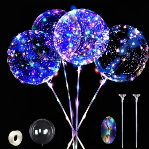 20 Inch LED Glow Light Bobo Balloon for Festivals and Parties with Stick Pole for Thanksgiving and Other Celebrations