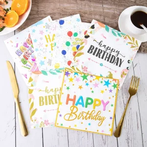 20 Pcs Pack Happy Birthday Paper Napkins 33x33cm Birthday Paper Napkin for Party Table Decor Supplies