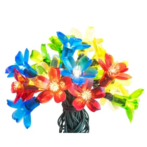 20L Flower LED Garden Light Battery USB Operated 88In Warm White Plastic IP44 Yard Outdoor Holiday Christmas Decor