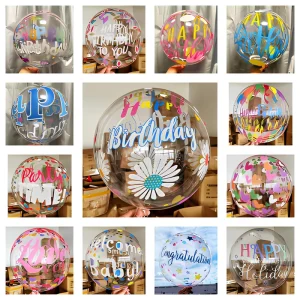 20inch Double Sided Printed Happy Birthday Bobo Balloons For Birthday Party Festival Decoration