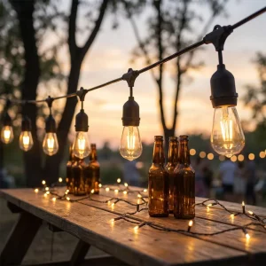 20m 30m 50m 100m LED Solar Illumination String Indoor Outdoor Motif Cafe Patio Backyard Festoon String Lights