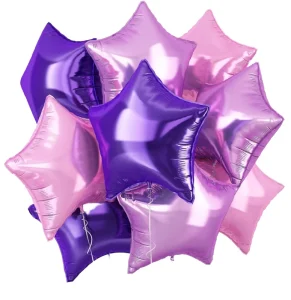 20pcs Durable 18 Inch Aluminum Star Foil Balloons for Girls Birthday Princess Party Wedding & Butterfly Theme