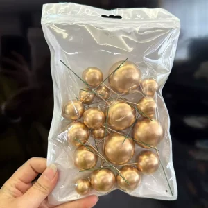 20pcs Golden Ball Birthday Party Cake Topper Cake Decoration Supplies Bubble Balls for Themed Christmas Wedding