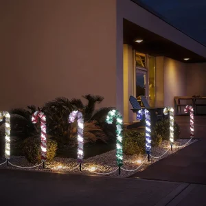 21 Inch Gold Foil Candy Cane Pathway Light 8 Modes IP44 Waterproof Christmas Decorative Walkway Garden Lamp OEM