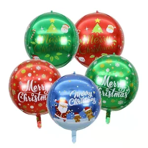 22 Inch 4D Balloons Merry Christmas Santa Claus Snowflake Printed Foil Helium Balloon for Christmas Party Decorations