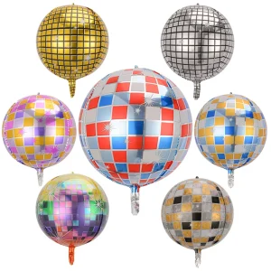22 Inch 4D Disco Ball Metallic Foil Balloons Single Orbs Eco Friendly for Concert Dance Parties & Birthday Celebrations