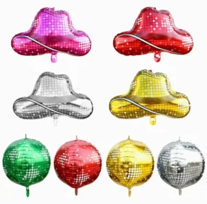 22 Inch 4D Disco Hat Mirror Foil Balloon Helium Retro 70s Disco Nightclub Birthday Party Decor
