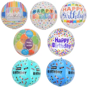 22 Inch 4D Printed Ball Shape Aluminum Film Helium Balloon Birthday Theme Foil Balloon Party Decoration Party Supplies