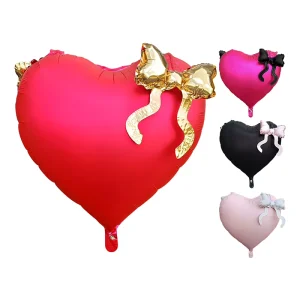 22 Inch Heart Foil Balloons Bow Party Decorations Heart Shape Valentine Mylar Princess Girl For Birthday Wedding Engagement