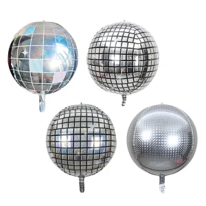 22 Inch Reusable Birthday Balloon Disco Eco Friendly 4D Round Holographic Foil Balloons Colorful Laser Party Balloons